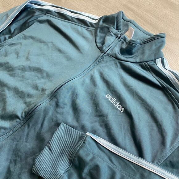 Adidas Adicolor Classics 3 Stripes Full Zip Powder Blue Track Jacket Size XL - Picture 2 of 6